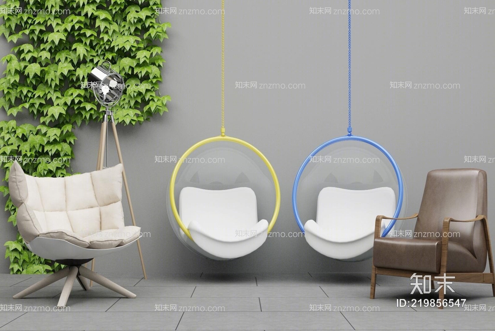 现代室内摇椅3D模型下载【ID:219856547】
