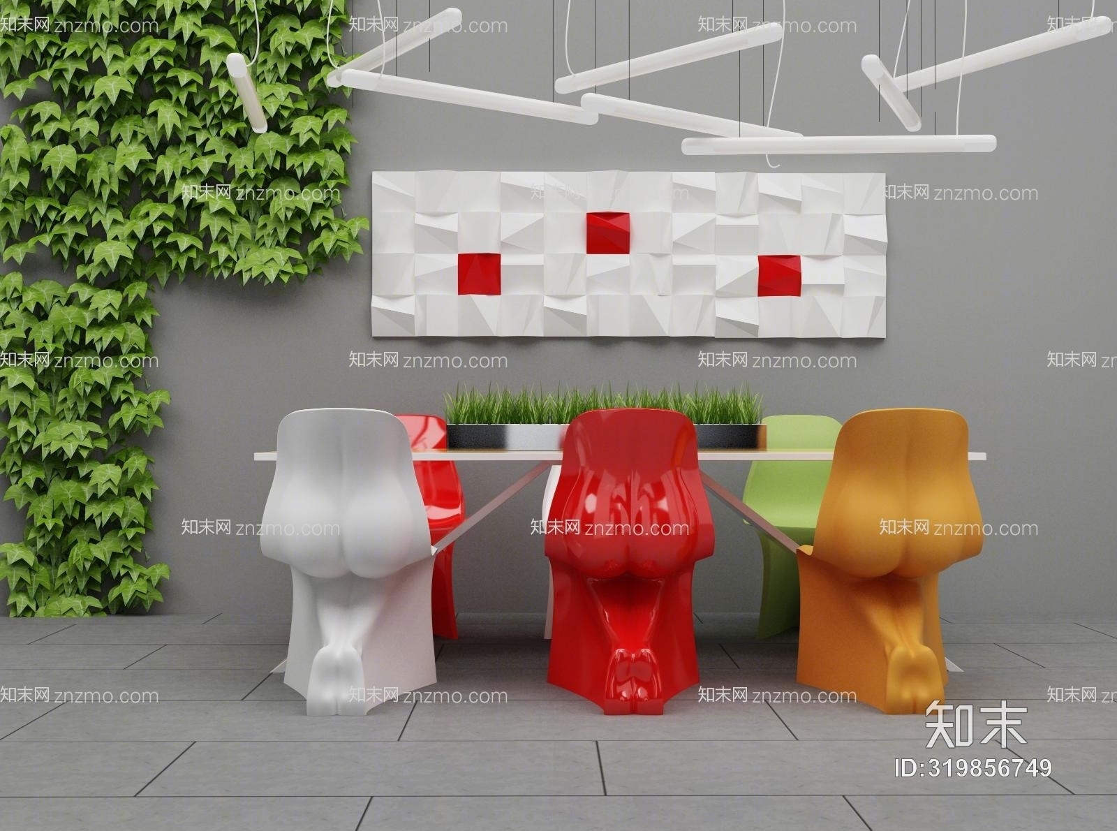 现代办公室座椅组合3D模型下载【ID:319856749】