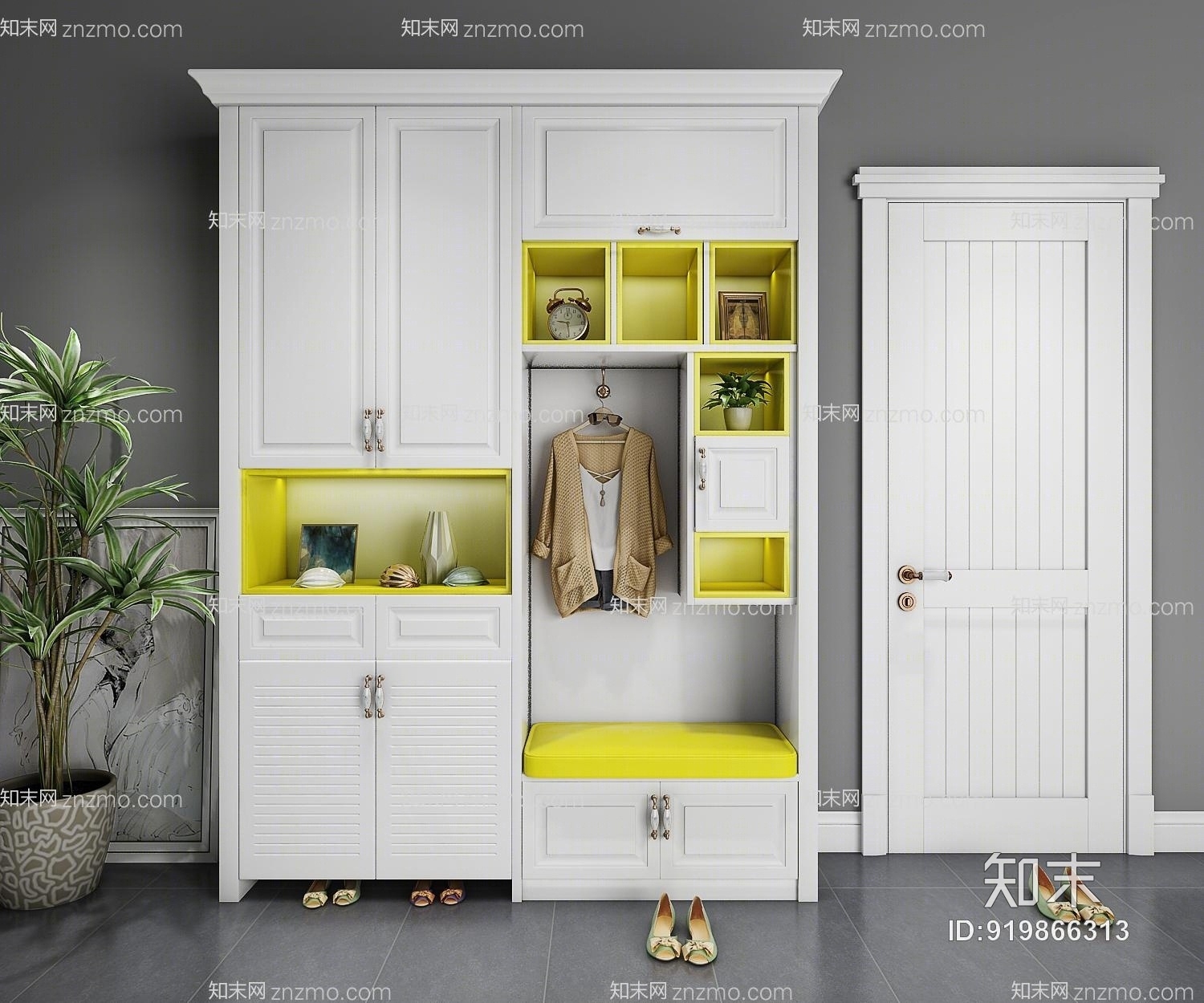 北欧鞋柜模型3D模型下载【ID:919866313】