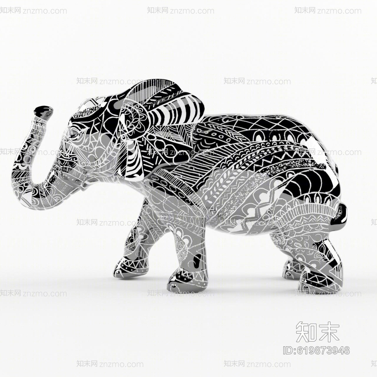 金属大象摆件3D模型下载【ID:619873948】