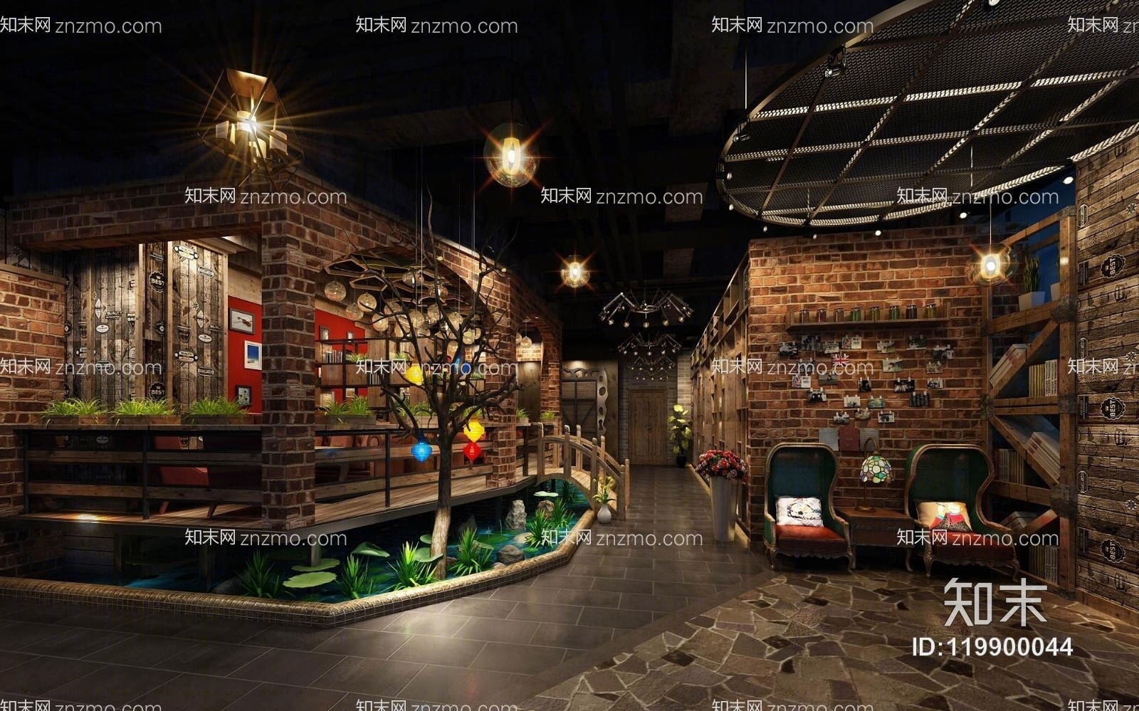 工业风咖啡厅模型3D模型下载【ID:119900044】