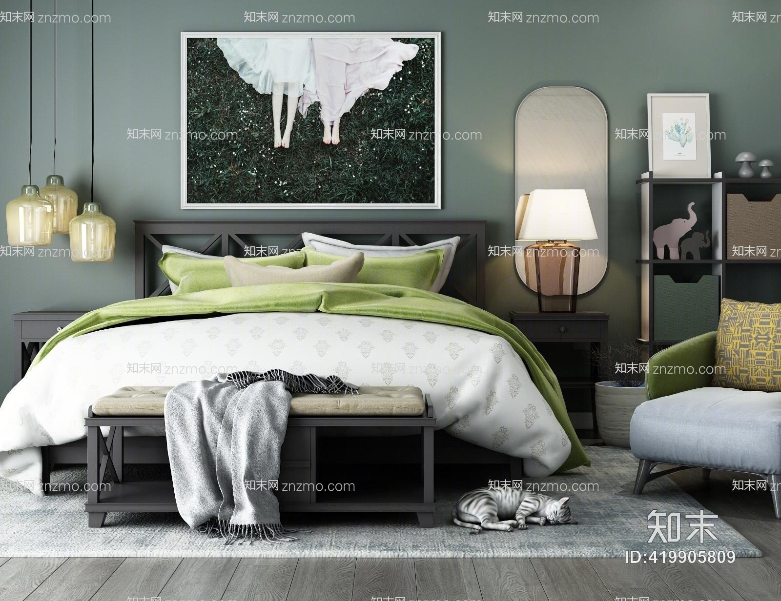 现代卧室家具模型3D模型下载【ID:419905809】