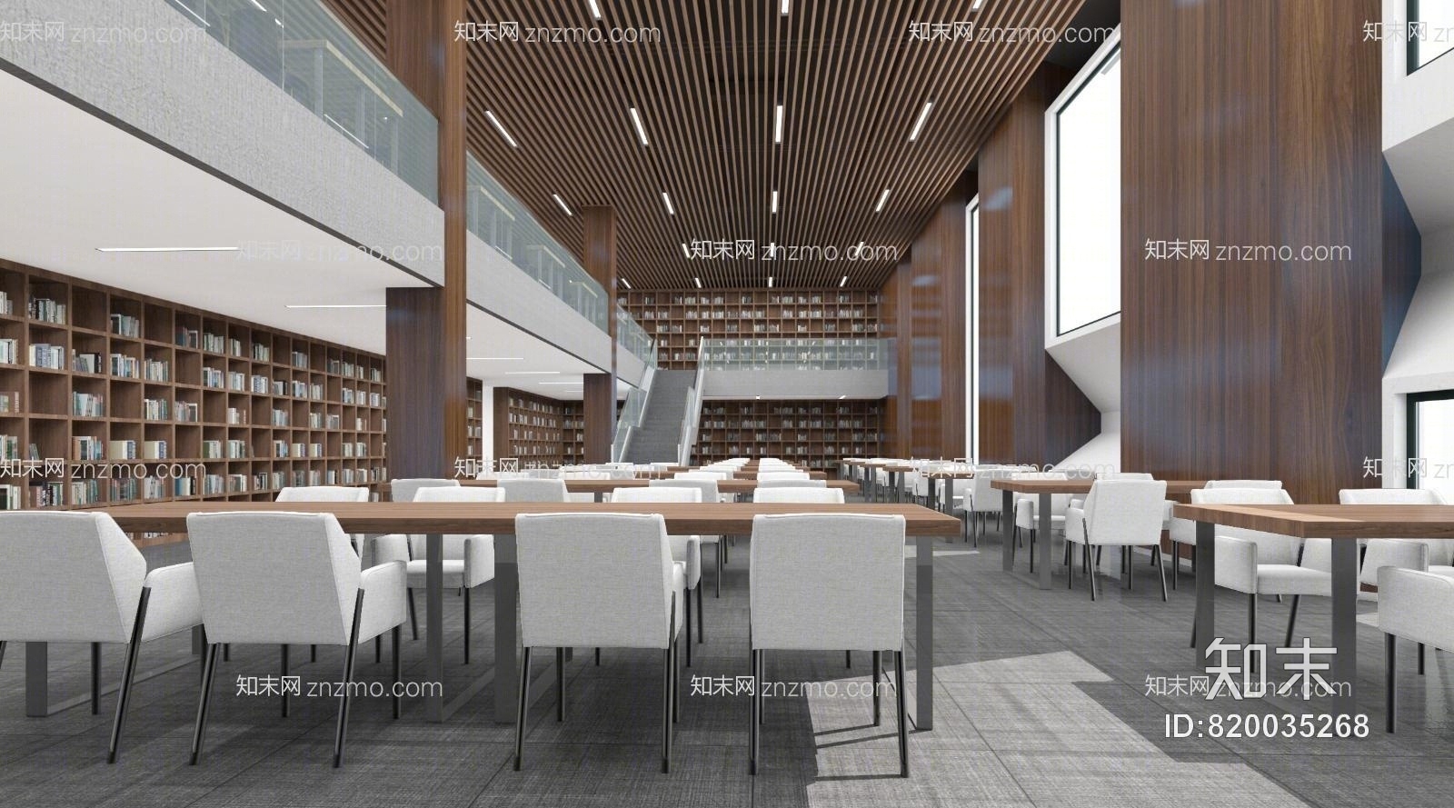 新中式图书馆3D模型下载【ID:820035268】