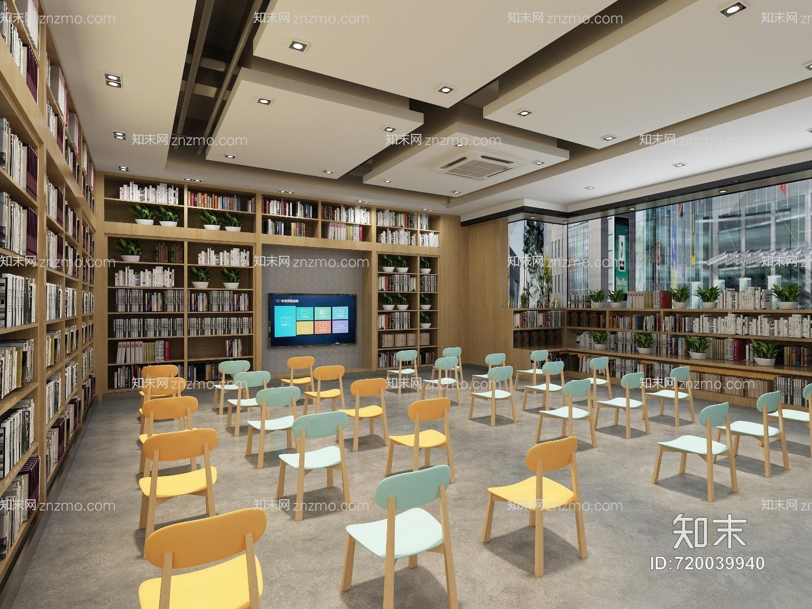 工业风现代书店3D模型下载【ID:720039940】