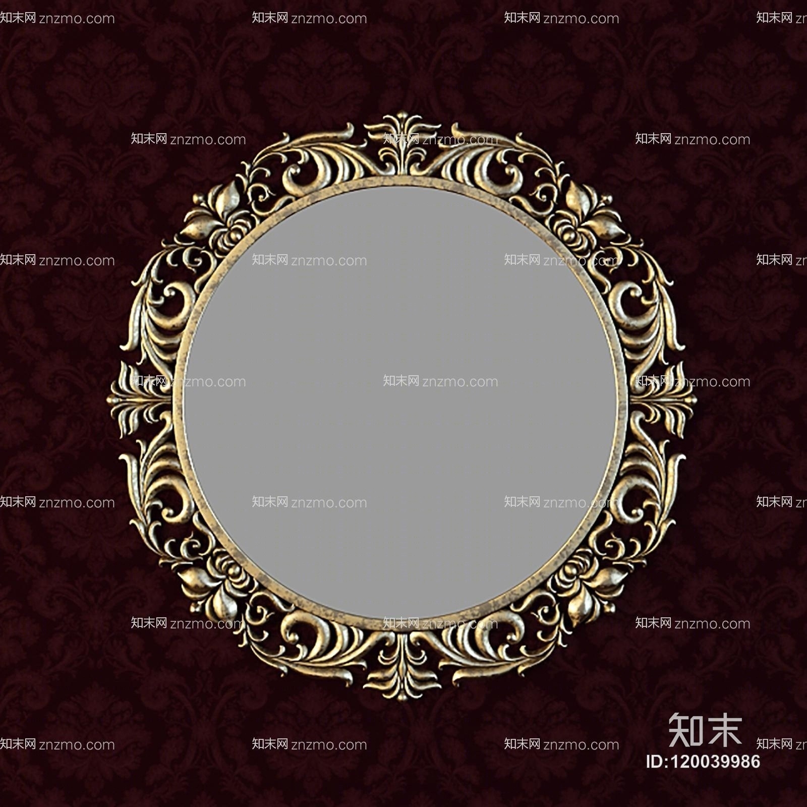 欧式雕花古典挂镜3D模型下载【ID:120039986】