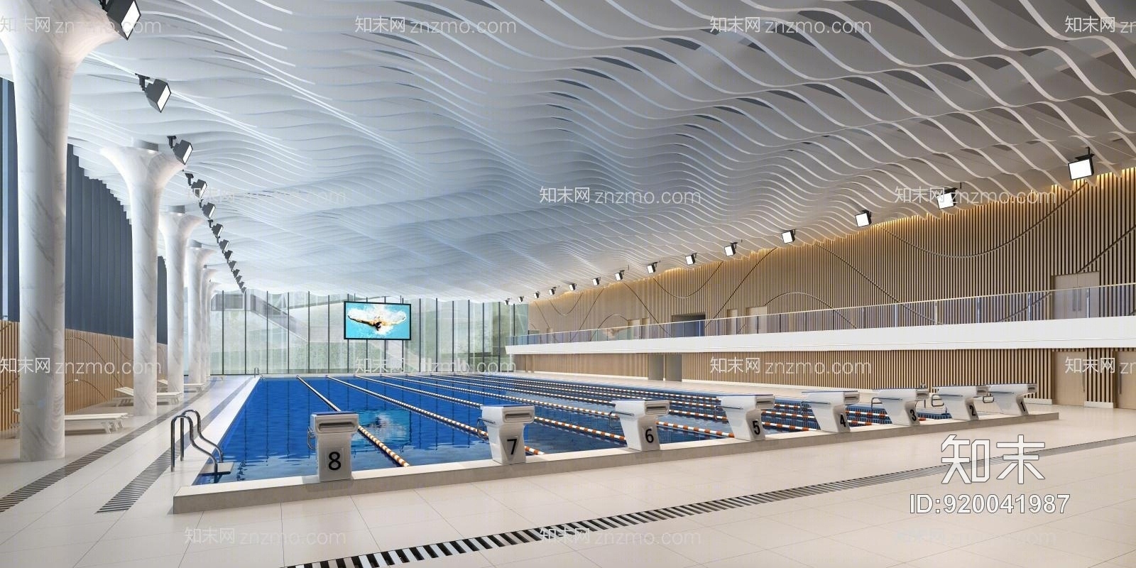 现代游泳馆3D模型下载【ID:920041987】