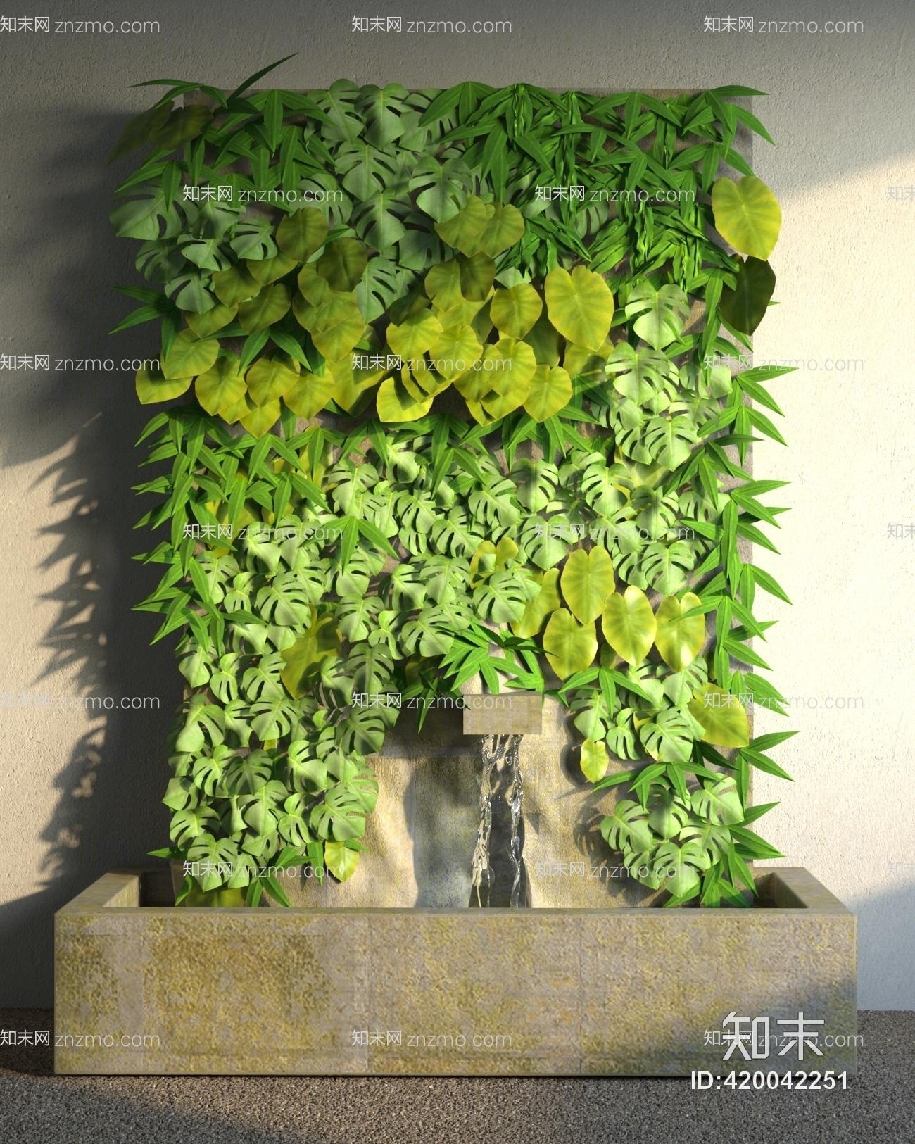 小品喷泉绿植物墙3D模型下载【ID:420042251】