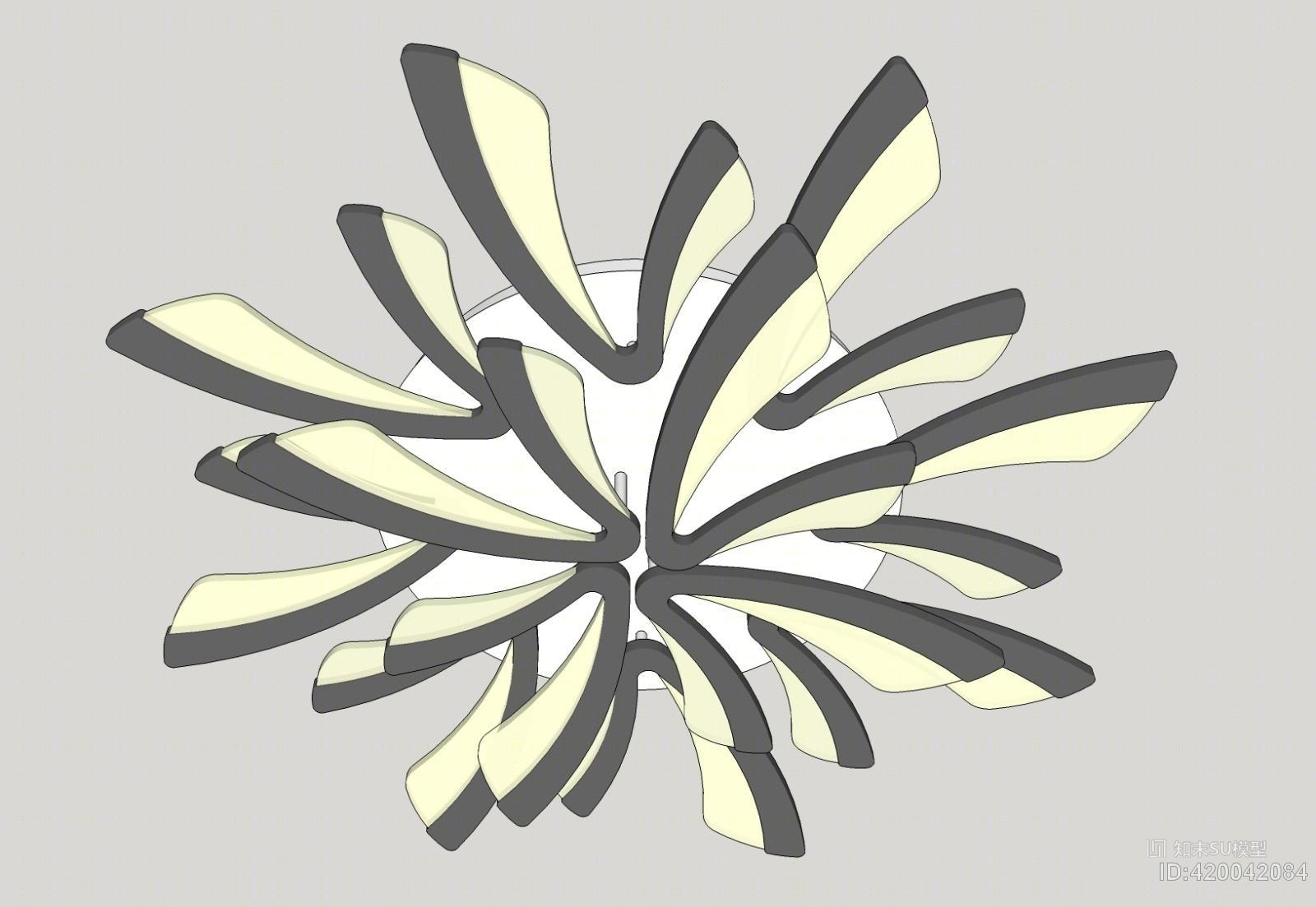 现代客厅吸顶灯SU模型下载【ID:420042084】