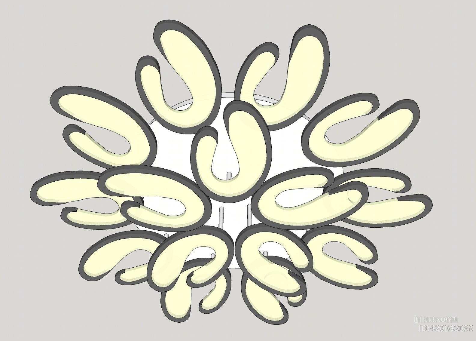 现代客厅吸顶灯SU模型下载【ID:420042085】