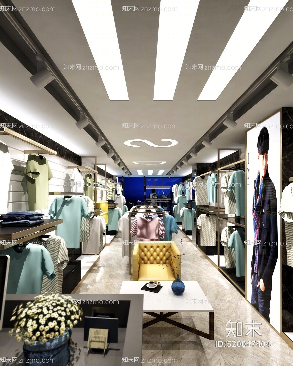 男装店货架3D模型下载【ID:520047404】