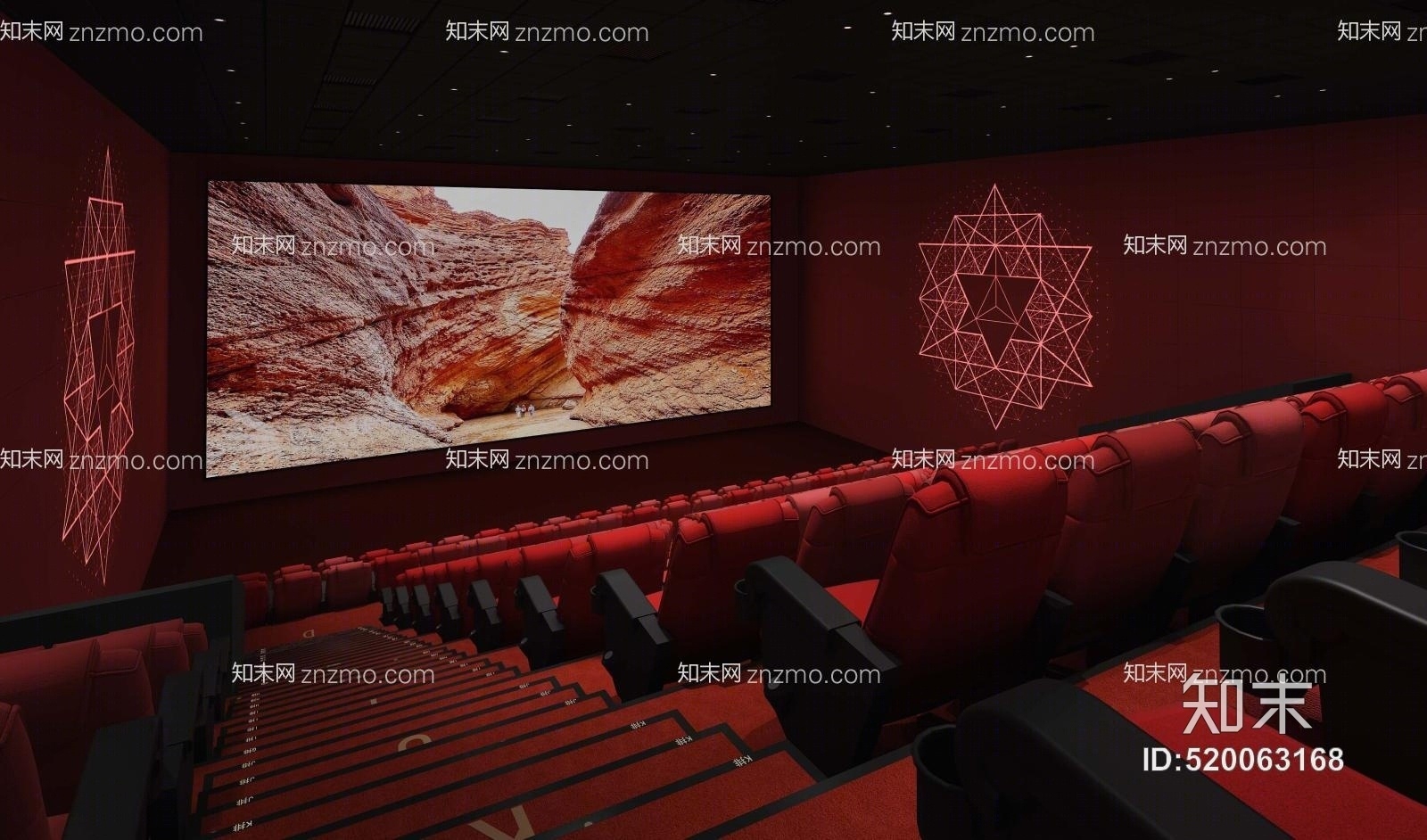 现代电影院星光灯3D模型下载【ID:520063168】