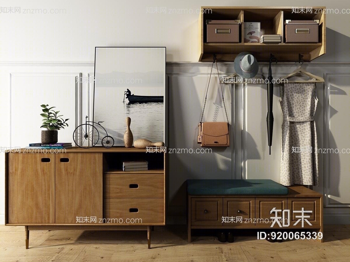 北欧玄关鞋柜入户模型3D模型下载【ID:920065339】