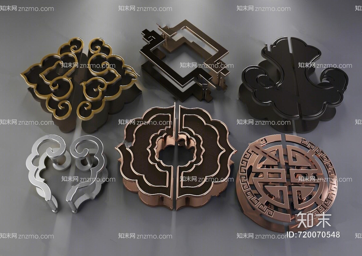 中式门把手模型3D模型下载【ID:720070548】