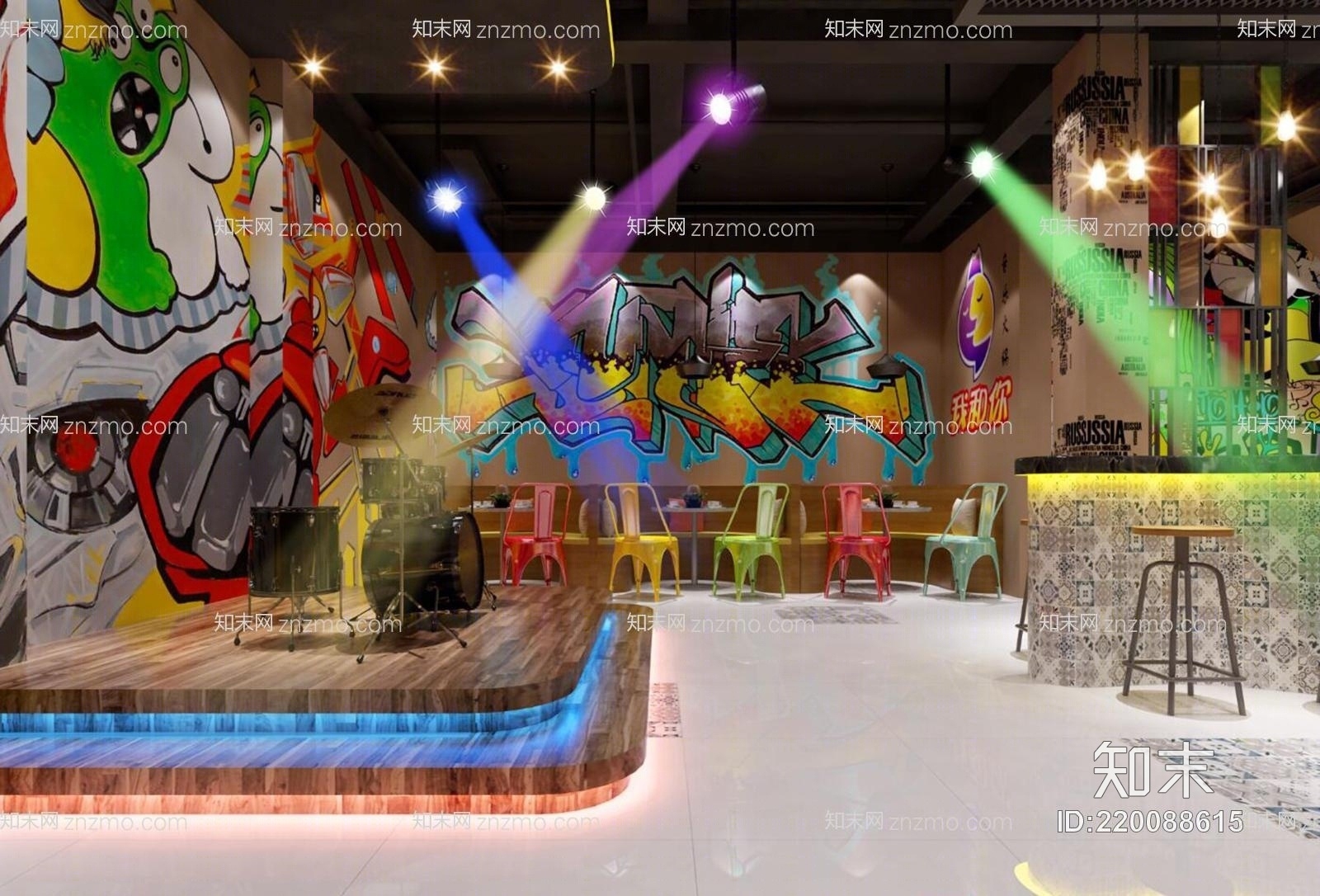 LOFT音乐餐厅酒吧模型3D模型下载【ID:220088615】