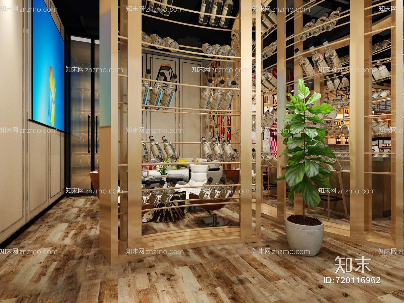 工业风红酒展厅3D模型下载【ID:720116962】