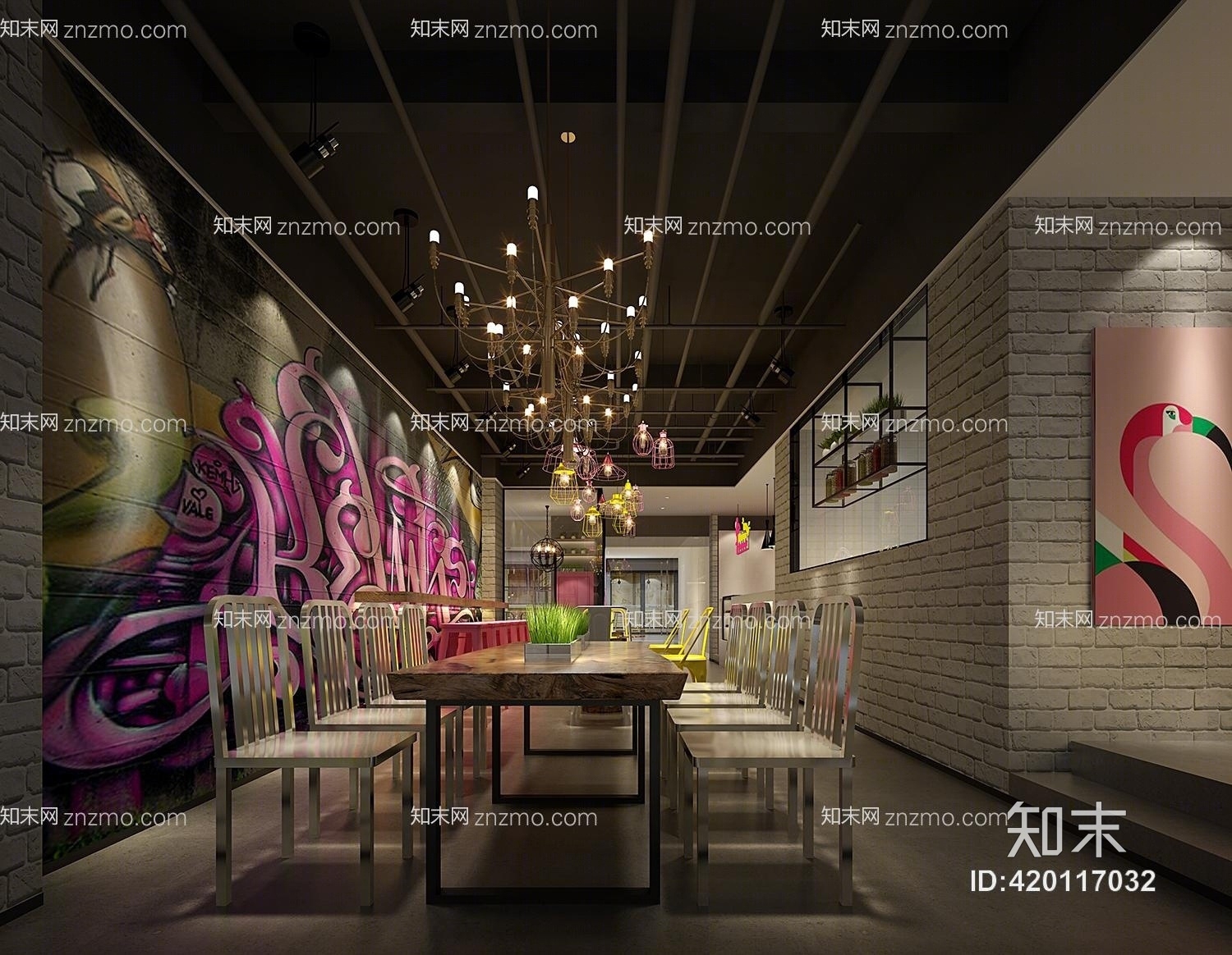 现代主题餐厅3D模型下载【ID:420117032】