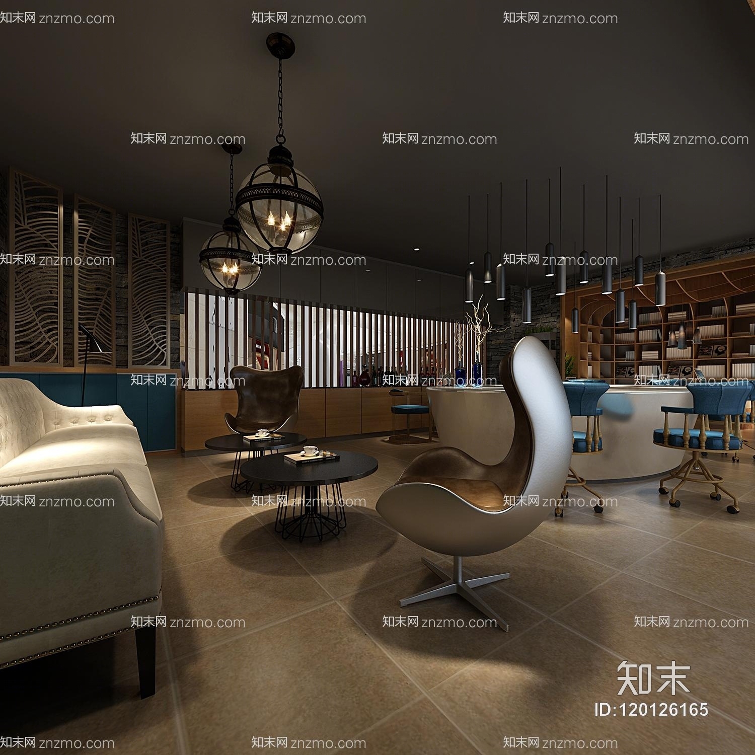 现代休闲书店3D模型下载【ID:120126165】