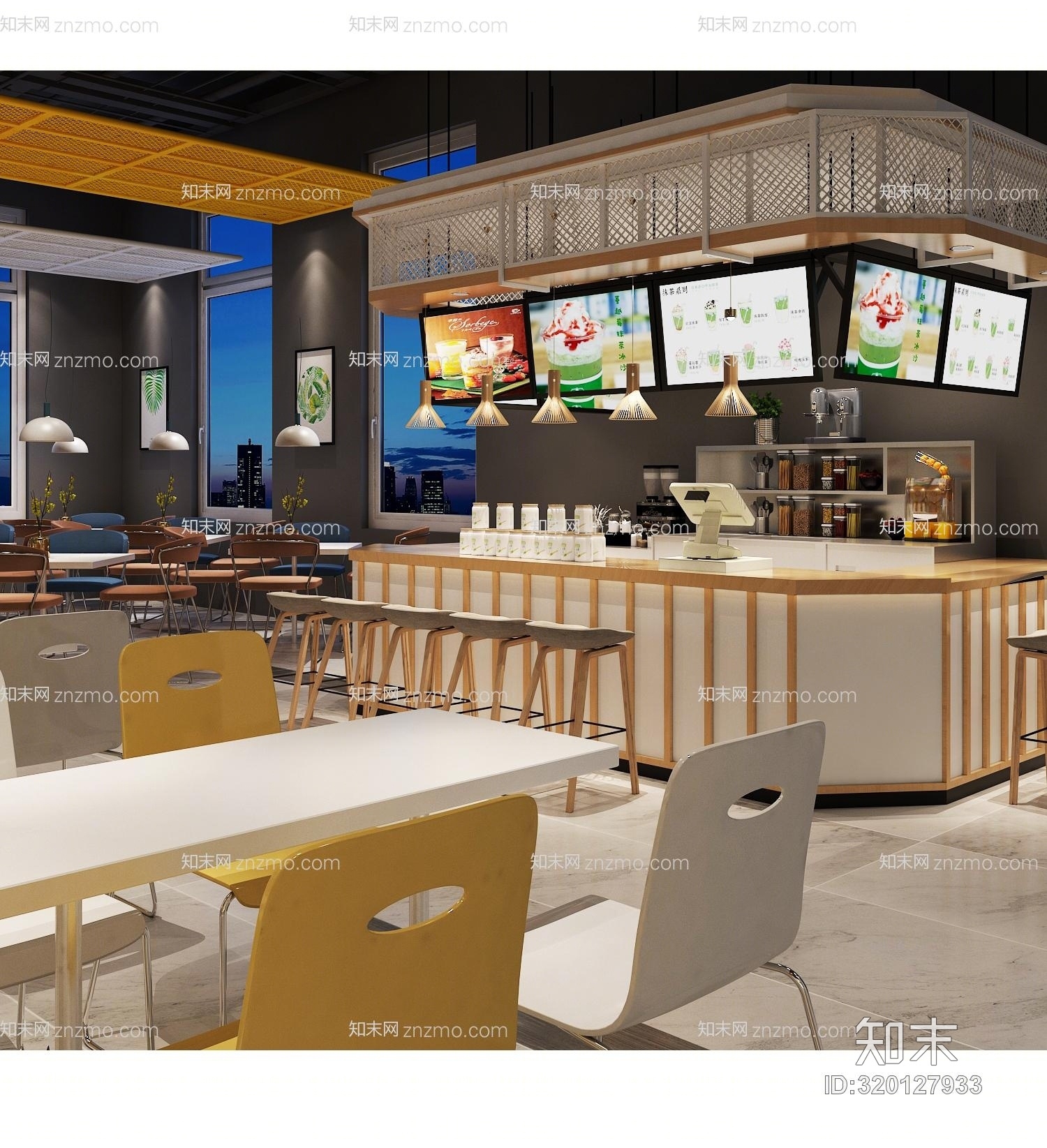 北欧食堂餐厅3D模型下载【ID:320127933】