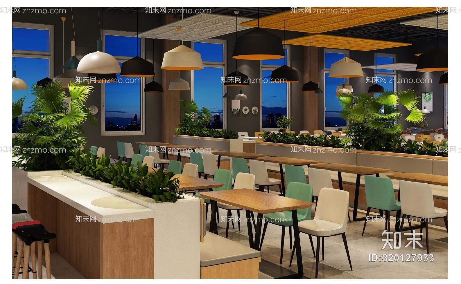 北欧食堂餐厅3D模型下载【ID:320127933】
