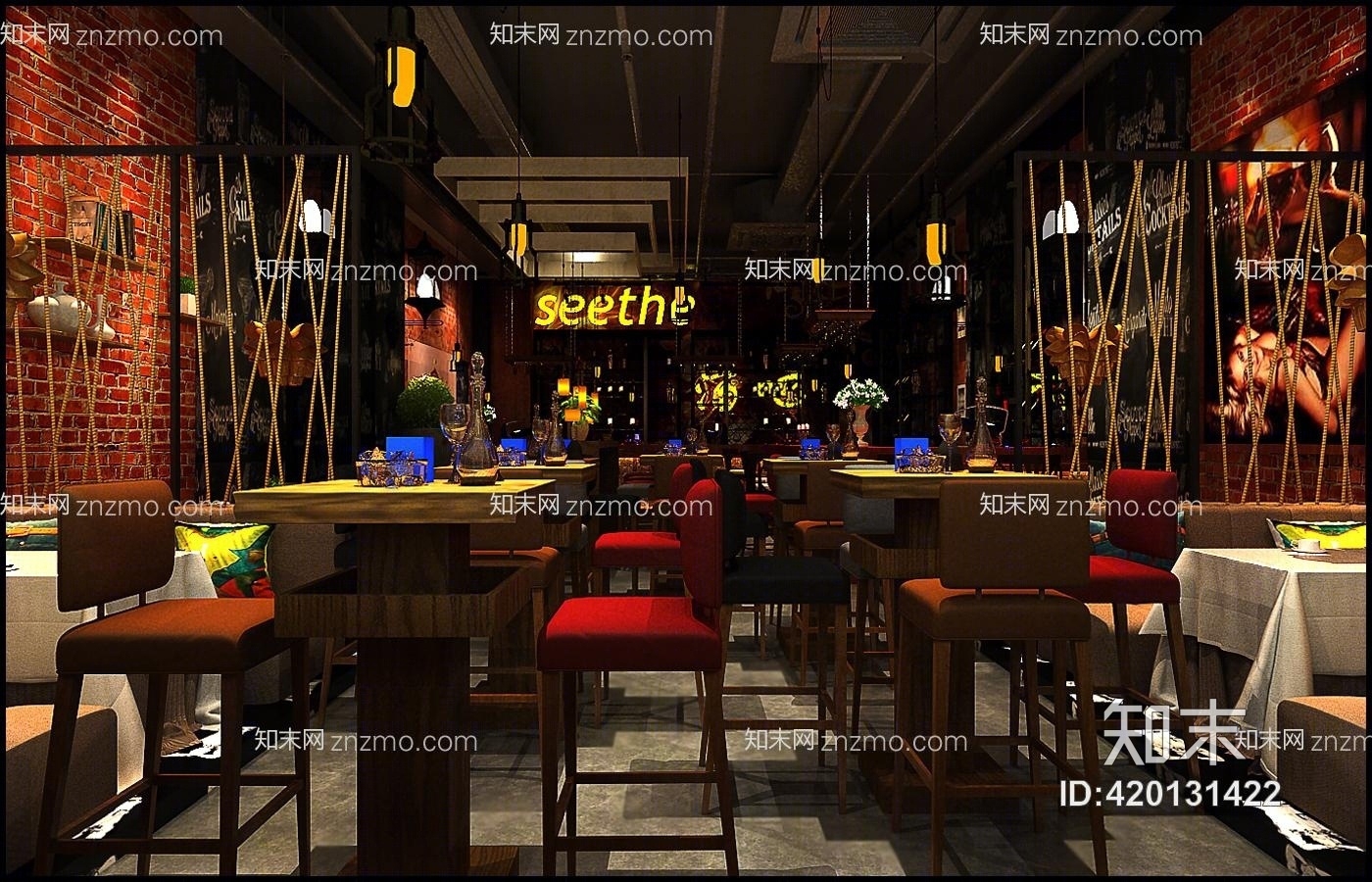 现代工业风酒吧3D模型下载【ID:420131422】