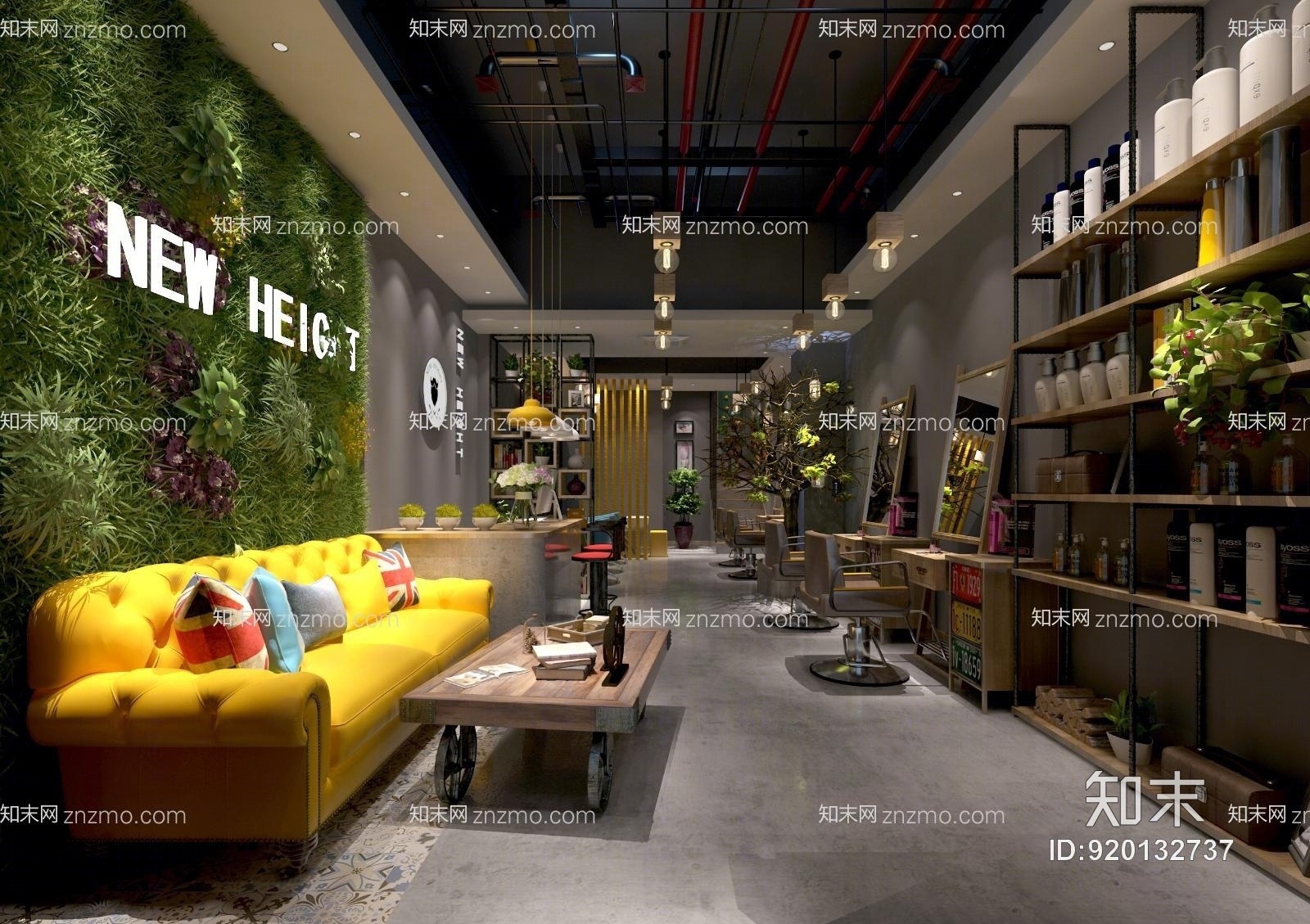 工业风理发店3D模型下载【ID:920132737】