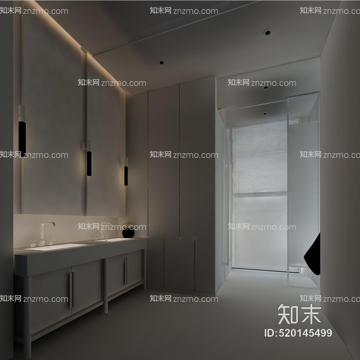 现代简约卫生间3D模型下载【ID:520145499】