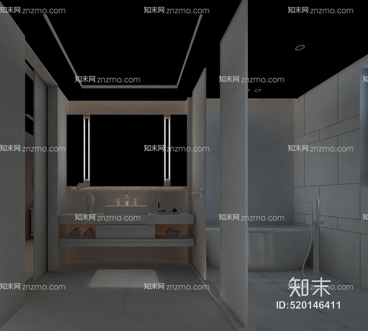 现代简约卫生间3D模型下载【ID:520146411】