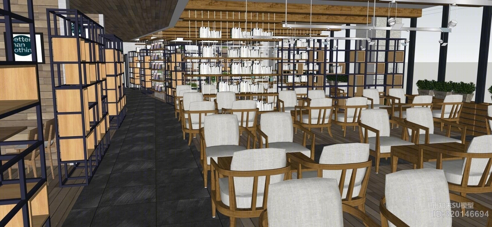 中式咖啡休闲书吧SU模型下载【ID:820146694】