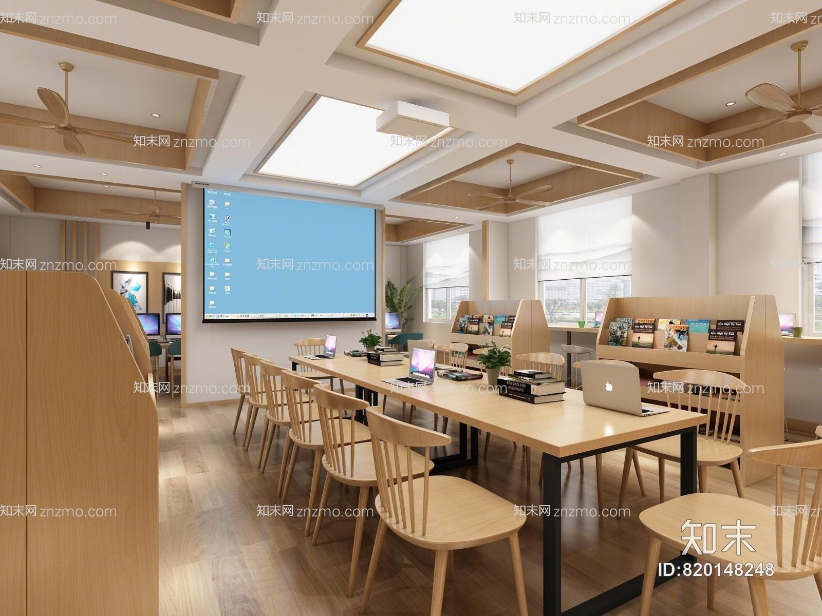 现代书吧3D模型下载【ID:820148248】
