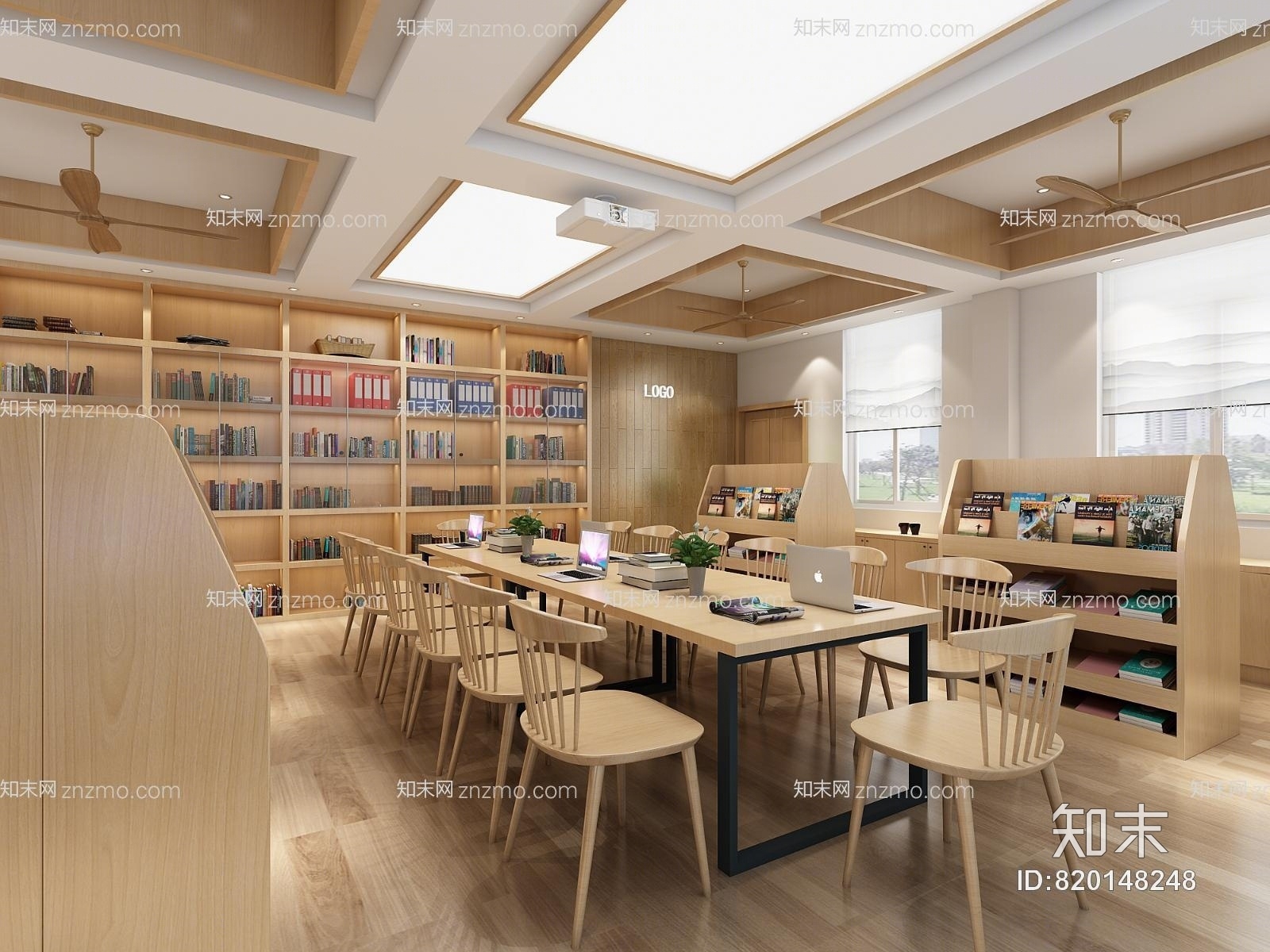 现代书吧3D模型下载【ID:820148248】