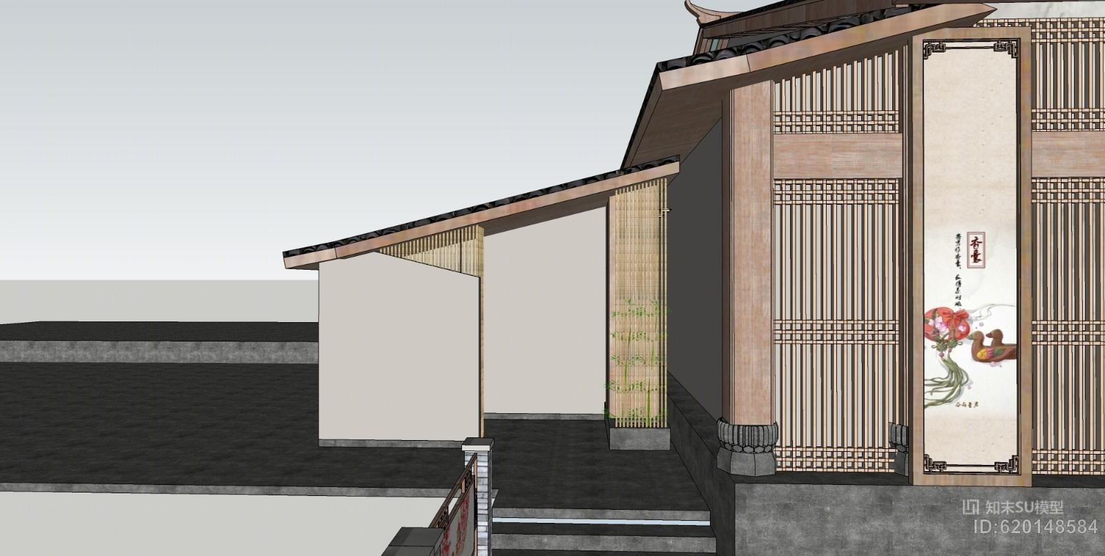 中式公共厕所SU模型下载【ID:620148584】