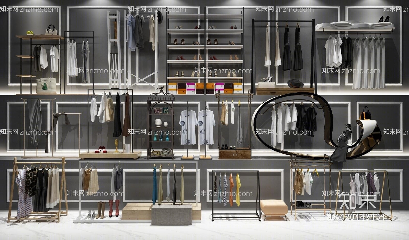 服装展架服装模特3D模型下载【ID:420149131】