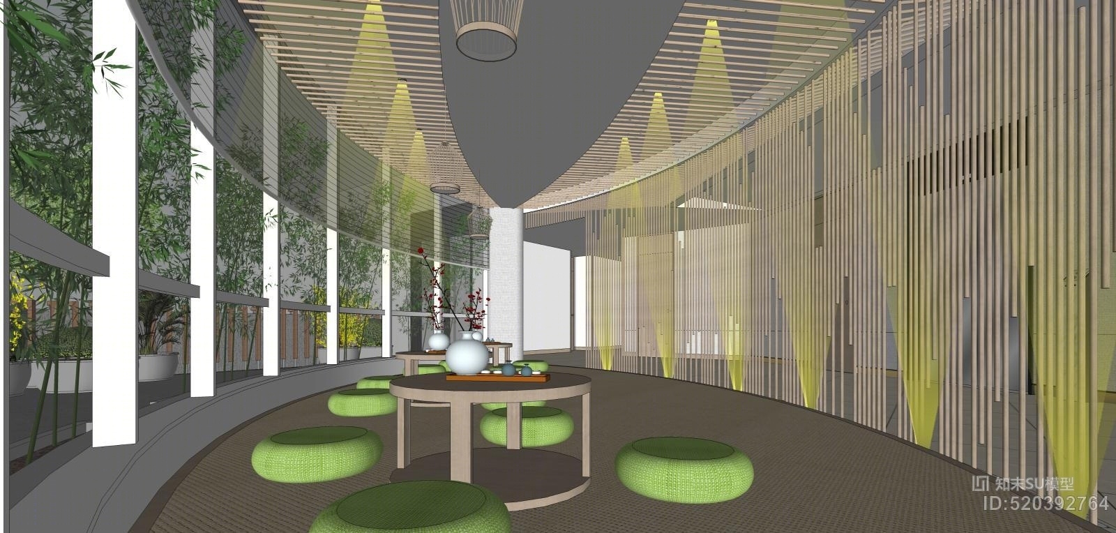 月子中心茶吧书吧SU模型下载【ID:520392764】