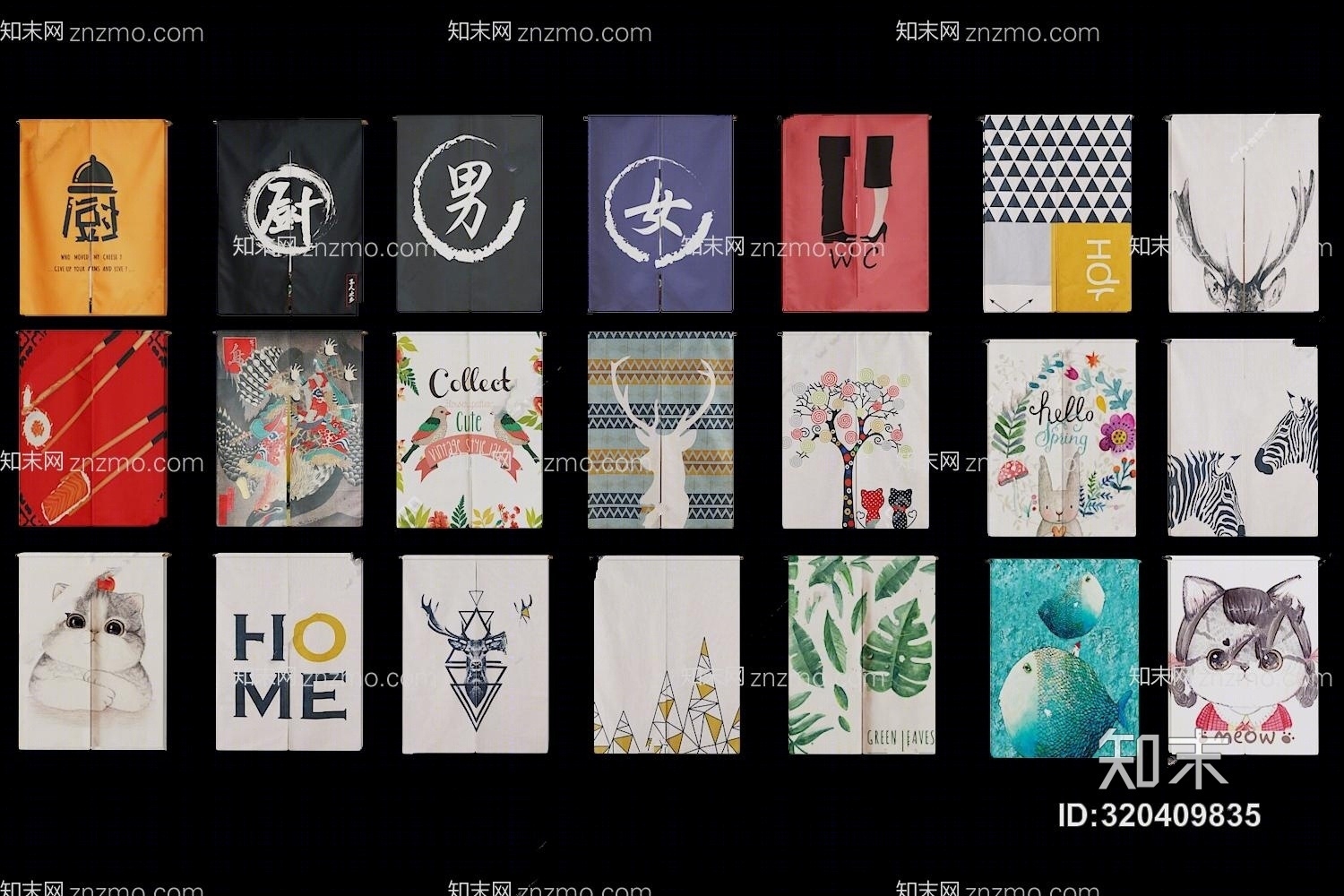 日式窗帘模型3D模型下载【ID:320409835】