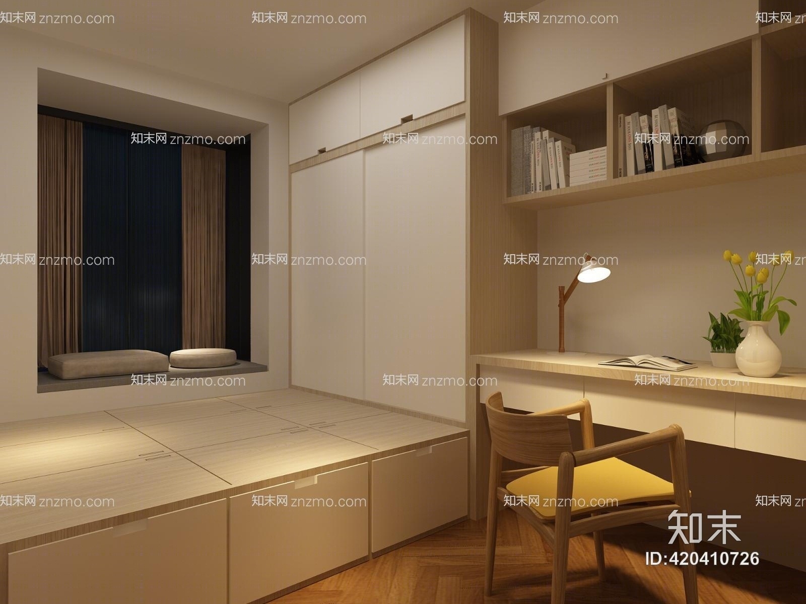 榻榻米次卧室3D模型下载【ID:420410726】