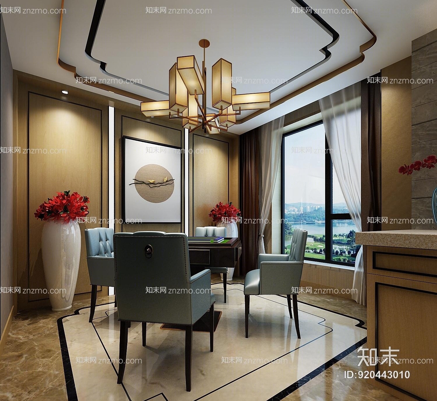 新中式棋牌室3D模型下载【ID:920443010】