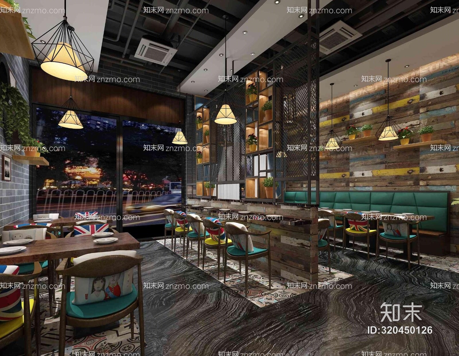 工业风餐馆模型3D模型下载【ID:320450126】