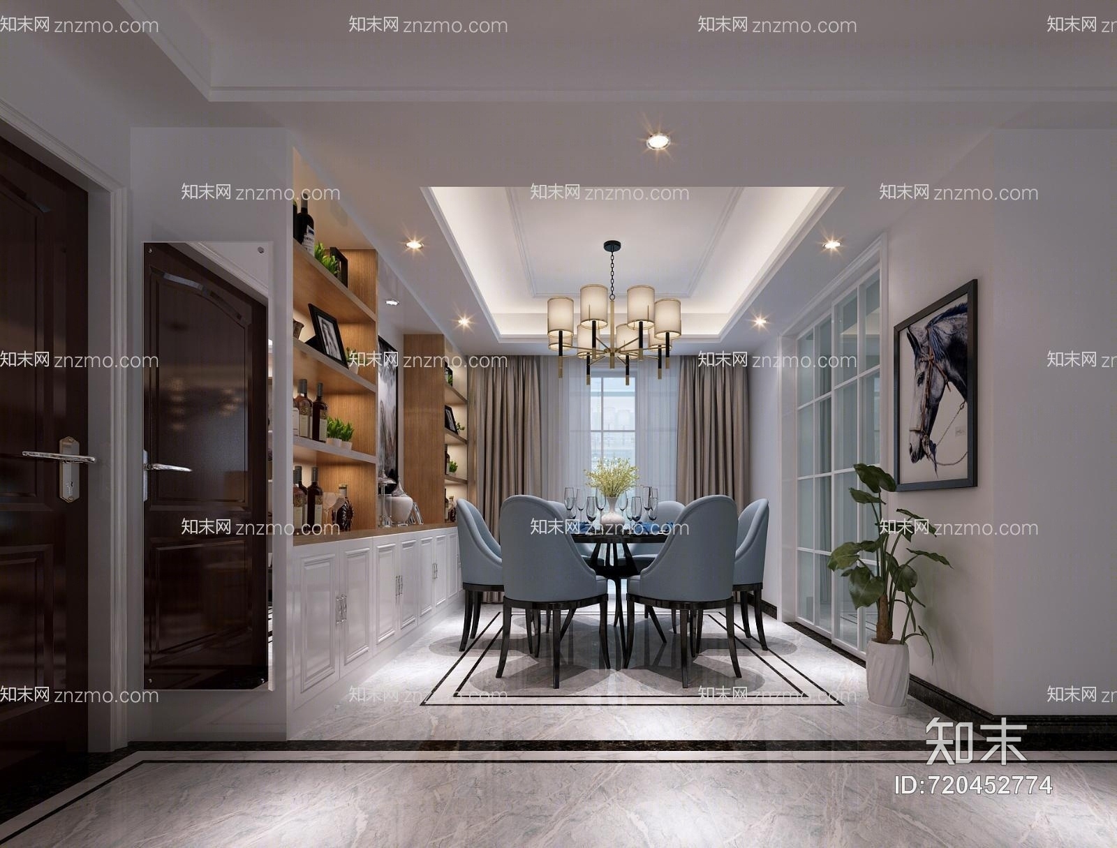 现代风格客厅效果图模型3D模型下载【ID:720452774】