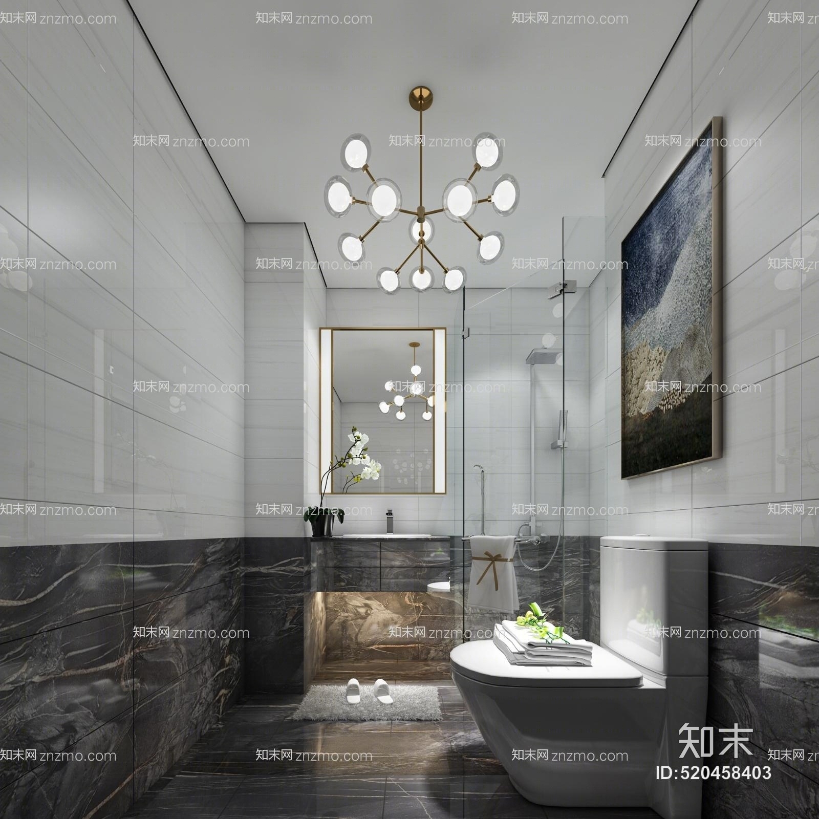 卫生间现代吊灯3D模型下载【ID:520458403】