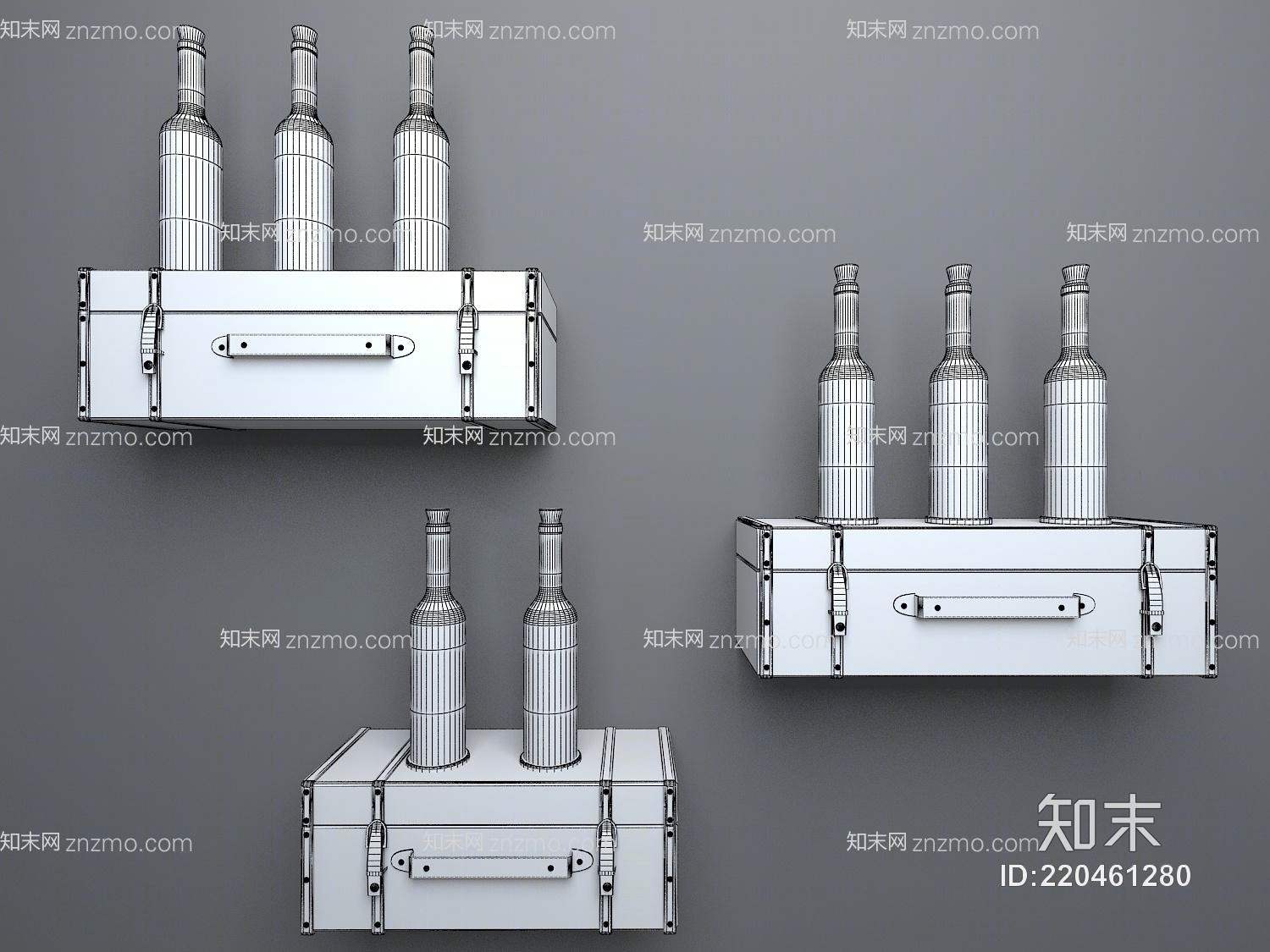 皮箱墙饰酒瓶装饰灯3D模型下载【ID:220461280】
