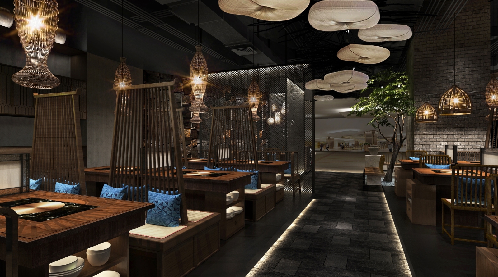 现代自然工业风连锁火锅店3D模型下载【ID:320465283】_知末3d模型网