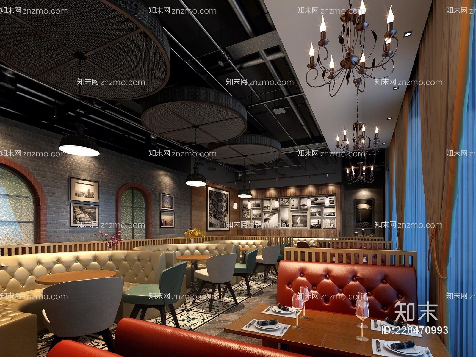 北欧风西餐厅3D模型下载【ID:220470993】