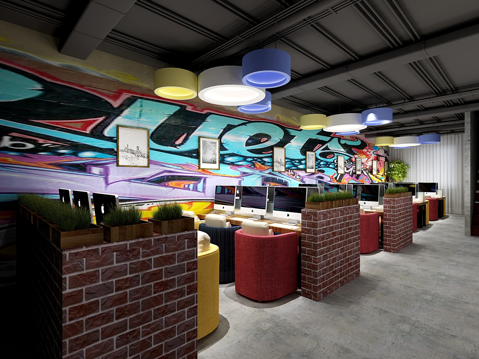 工业风网吧3D模型下载【ID:920476266】