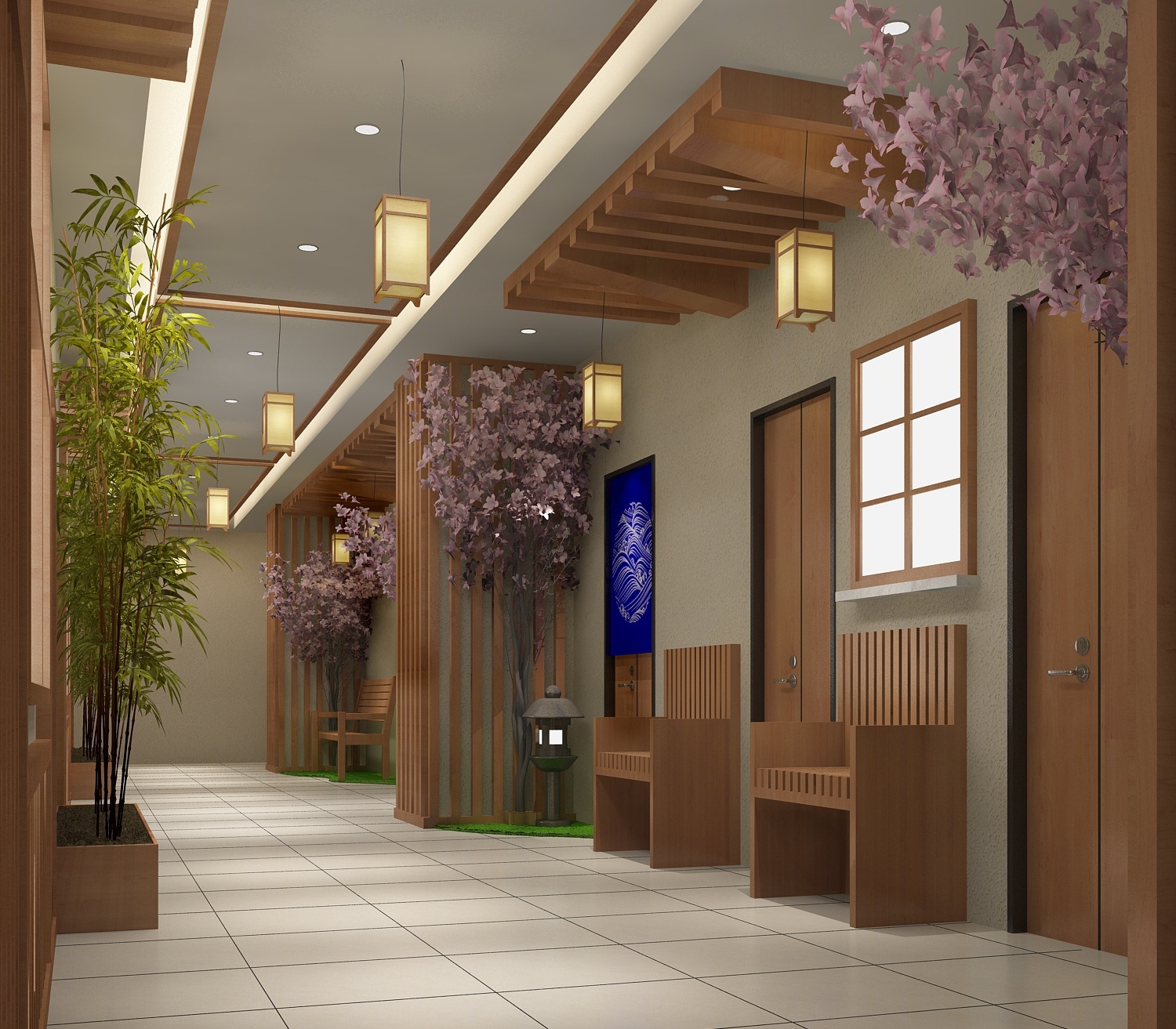 日式樱花走道3D模型下载【ID:120480715】