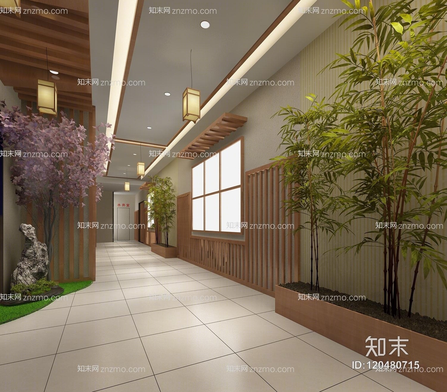 日式樱花走道3D模型下载【ID:120480715】