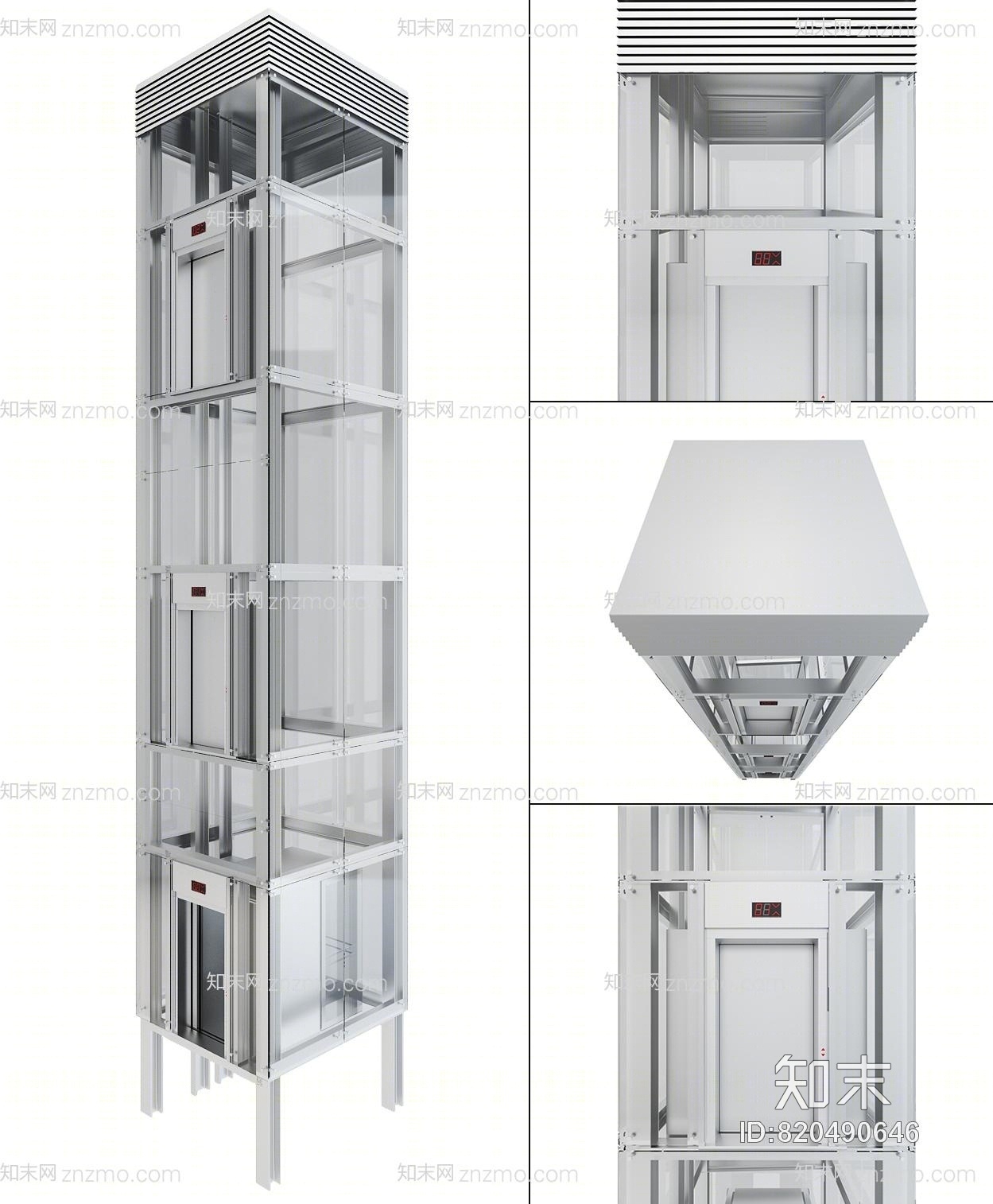 现代商场观光电梯3D模型下载【ID:820490646】