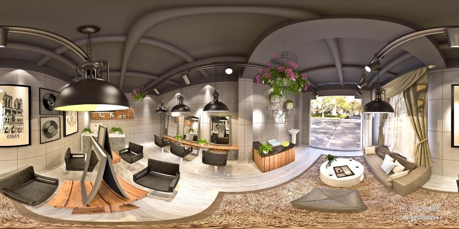 工业风格理发店SU模型下载【ID:520499094】
