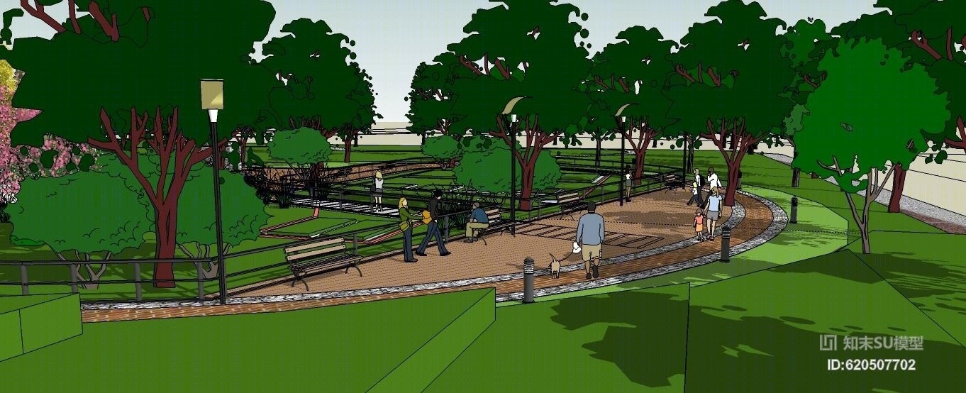 滨水景观公园小品SU模型下载【ID:620507702】