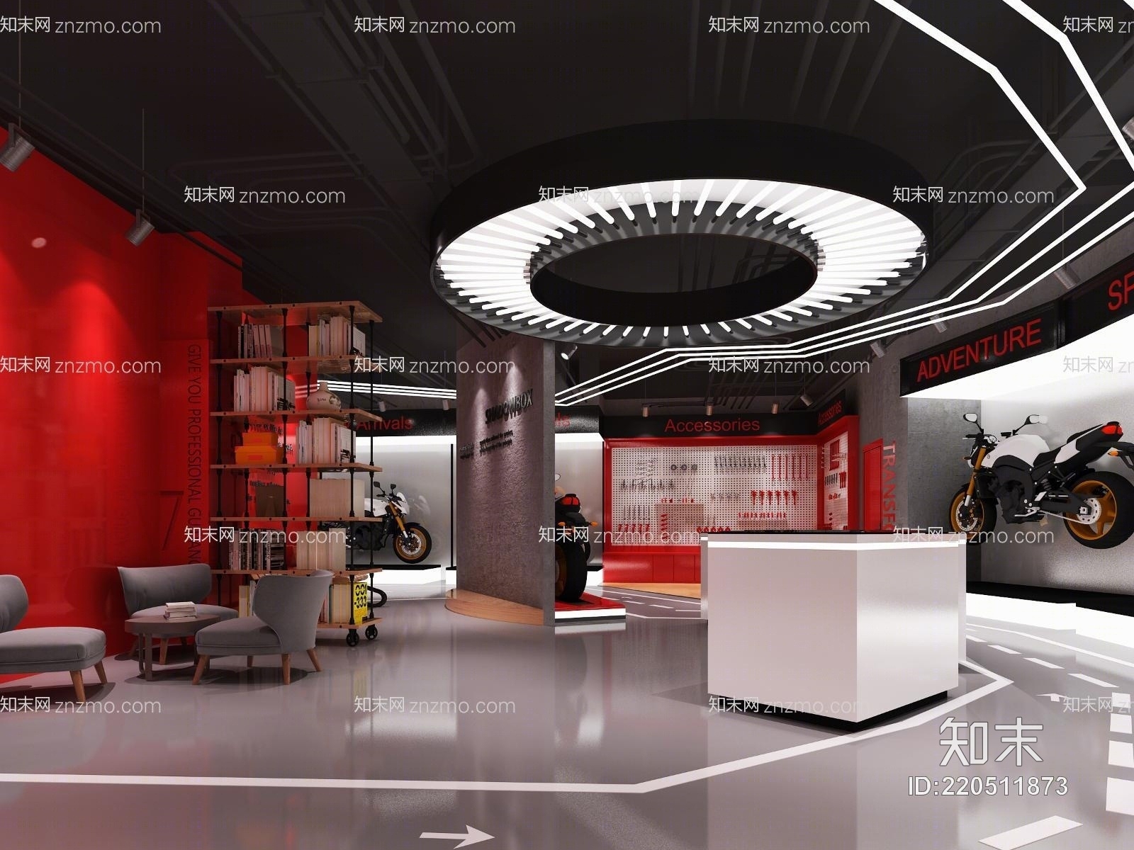 工业风电动车展厅3D模型下载【ID:220511873】