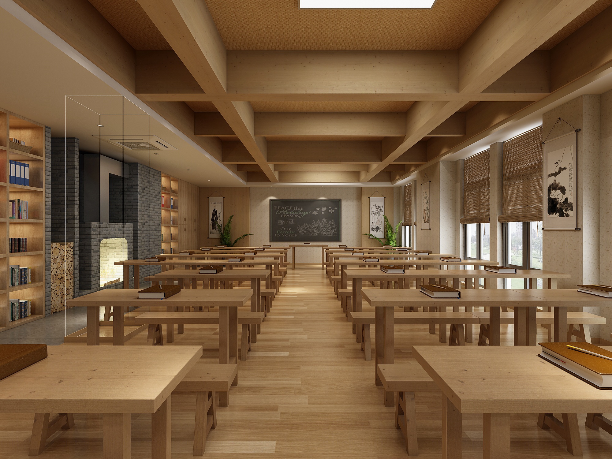 禅意中式教室3d模型下载【id:520516838】